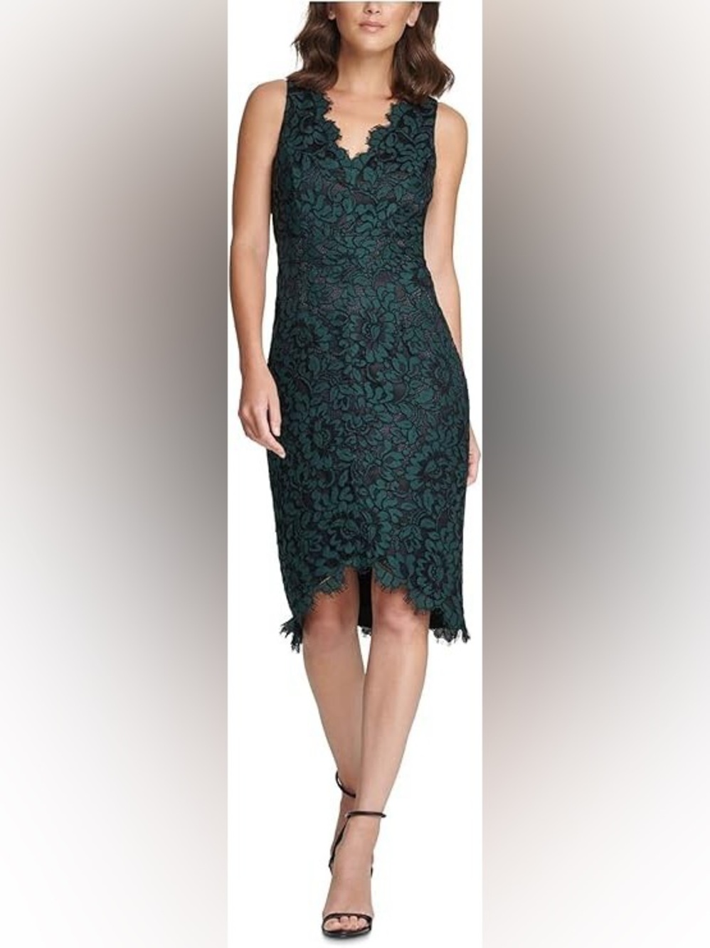 Eliza J Green and Black Lace Sheath Dress